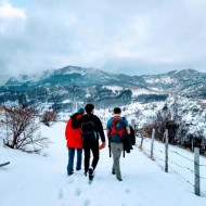 A snow covered mountain path in central Bosnia