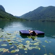 Boracko Jezero, a lake close to Sarajevo that is surrounded by tree covered slops